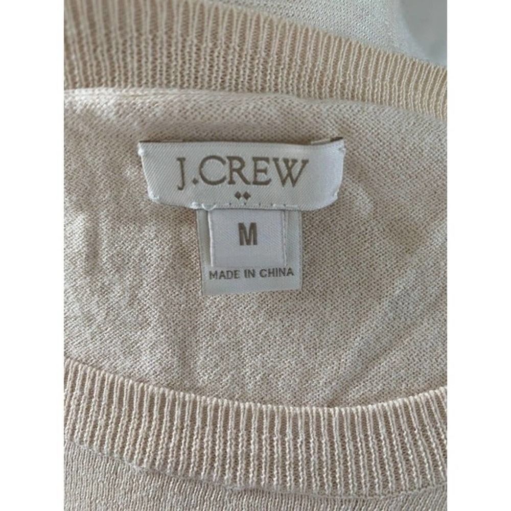 J.Crew 3/4 Sleeve Crewneck Sweater w/ Black/Cream Beaded Flower SZ Medium - Picture 5 of 5